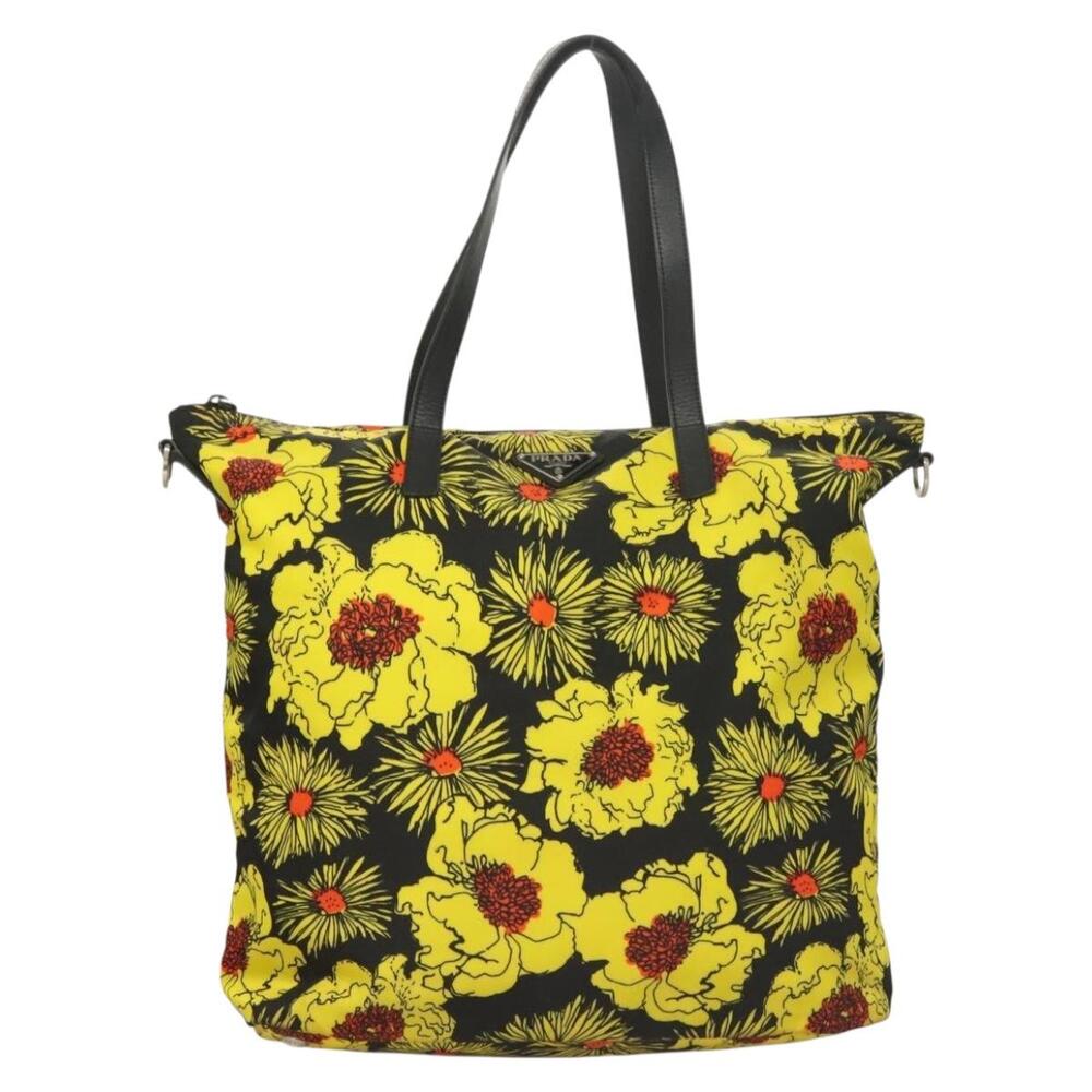 PRADA Hand Bag Nylon Yellow Silver - Picture 2 of 9